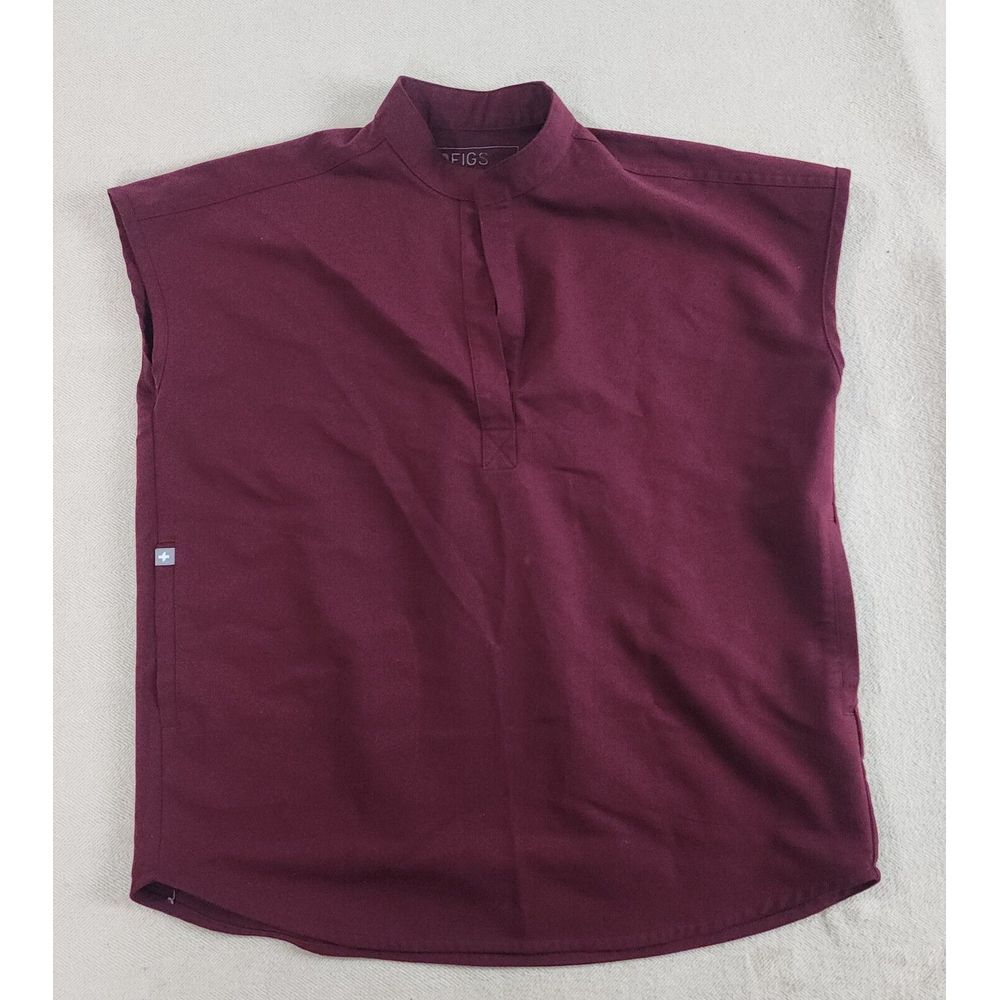 Figs Rafaela Oversized Scrub Top Women's XSS Maroon Sleeveless Medical Shirt